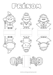 Dessin gratuit Vampire Monstre Momie Sorcière Halloween Activités enfants Frankenstein Découpage pour enfants Jouet en papier