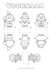 Gratis tekening Vampier Monster Mummie Heks Halloween Activiteiten voor Kinderen Frankenstein Knipwerk voor kinderen Papieren speelgoed