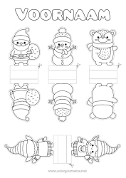Gratis tekening Beer Winter Kerstman Sneeuwpop Kerstelf Kerstmis Elfjes kleurplaten Activiteiten voor Kinderen Bosdieren Knipwerk voor kinderen Papieren speelgoed