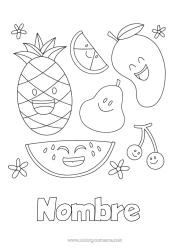 Dibujo libre Cereza Piña Frutas Dibujos fáciles para colorear Sandía Pera Naranja