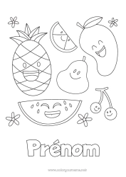 Coloriage à personnaliser Cerise Ananas Fruits Coloriages faciles Pastèque Poire Orange
