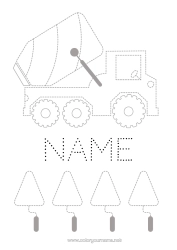 Colouring to customise Vehicles Children's Activities Construction Equipment Trace And Colour. Concrete Mixer Truck