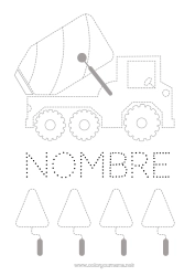 Dibujo libre Vehículos Actividades para niños Maquinaria de construcción Trazo y color Camión mezclador