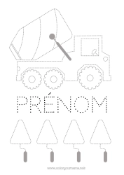 Dessin gratuit Véhicules Activités enfants Engins de chantier Trace et colorie Camion toupie