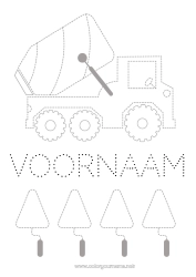 Kleurplaat aanpassen Voertuigen Activiteiten voor Kinderen Bouwvoertuigen Trace et colorie Betonmolen