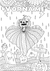 Kostenlose Zeichnung Friedhof Geist Kürbis Halloween Zentangle
