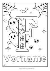 Kostenlose Zeichnung Geist Halloween Kinderaktivitäten Einfache Ausmalbilder Buchstaben des Alphabets
