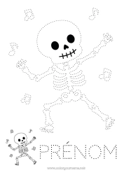 Dessin gratuit Squelette Musique Coloriages faciles Trace et colorie Fête de la musique Note de musique