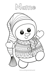 Free colouring Winter Snowman