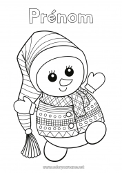 Coloriage gratuit Hiver Bonhomme de neige