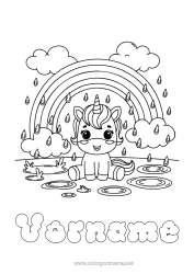 Kostenlose Zeichnung Kawaii Einhorn Tier Regenbogen Regen Drachen, Einhörner und fantastische Tiere