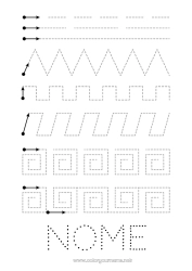 Disegno gratuito Traccia e colora Forme geometriche Scheda di grafismo per la scuola materna