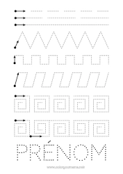Coloriage gratuit Trace et colorie Formes géométriques Fiche de graphisme maternelle