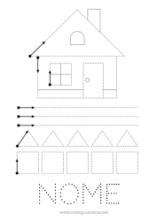 Desenho grátis Casa Desenhos para colorir fáceis Rastreie e Pinte Folha de atividades de grafismo para educação infantil