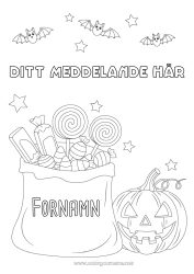 Färgläggningssida att anpassa Fladdermus Godis Pumpa Ett godis eller ett spratt? Halloween Gottigheter, sötsaker Fåglar och flygande däggdjur