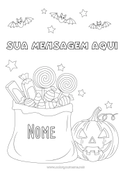 Desenho para personalizar Morcego Doces Abóbora Doce ou travessura? Halloween Guloseimas, doces Pássaros e mamíferos voadores