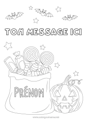 Dessin gratuit Chauve-souris Bonbons Citrouille Un bonbon ou un sort ? Halloween Gourmandises, sucreries Oiseaux et mammifères volants