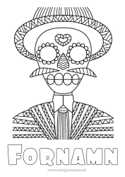 Färgläggningssida att anpassa De dödas dag Zentangle Calaveras, dödskallar