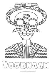 Gratis tekening Dia de los Muertos Zentangle Calaveras, schedels