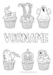 Kostenlose Zeichnung Geist Kürbis Hexe Halloween Cupcake Auge Zauberhut