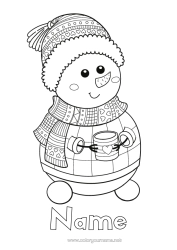 Free colouring Winter Snowman Mug Drink