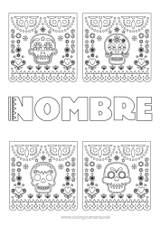Colorear gratis Día de los Muertos México Calaveras Bordado mexicano