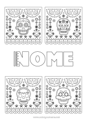 Disegno gratuito Giorno dei Morti Messico Calaveras, teste di morto Ricamo messicano
