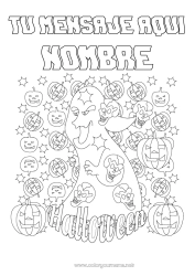 Colorear gratis Fantasma Monstruo Calabaza Halloween Jack O'Lantern Inscripción