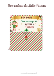 Coloriage gratuit Lutins de Noël Mission du lutin de Noël Un seul lutin farceur Bon cadeau personnalisable à imprimer