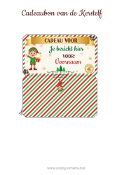 Gratis tekening Kerstelf Kerstelf Opdracht Voor één kerstelfje Personaliseerbare cadeaubon om te printen