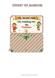 Gratis tegning Julealver Julelittens oppdrag Flere rampenisser Personlig gavekort til utskrift