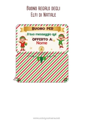 Disegno gratuito Elfo di Natale Missione dell'Elf di Natale Diversi elfi birichini Buono regalo personalizzabile da stampare