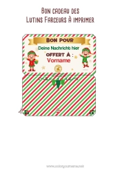 Malvorlage anpassen Weihnachtself Wichtel-Missionen Mehrere Wichtel Personalisierbarer Geschenkgutschein zum Ausdrucken
