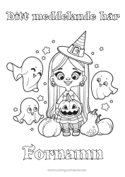 Färgläggningssida att anpassa Spöke Pumpa Häxa Halloween