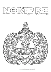 Colorear gratis Calabaza Otoño Jack O'Lantern Zentangle