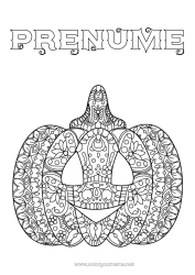 Pagină de colorat personalizată Dovleac Toamnă Jack cu lampa Zentangle