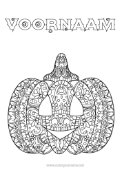 Gratis kleurplaat Pompoen Herfst Jack O'Lantern Zentangle