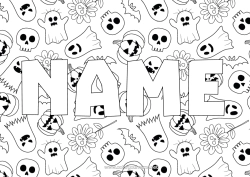 Colouring to customise Bat Ghost Pumpkin Halloween Skull Jack O'lantern Birds And Flying Mammals Decorative Background