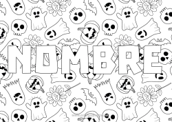 Colorear gratis Murciélago Fantasma Calabaza Halloween Calavera Jack O'Lantern Aves y mamíferos voladores Fondo decorativo