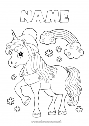 Coloring to customize Winter Unicorn Animal Rainbow Dragons, unicorns and fantastic animals