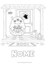 Colorare per personalizzare Mostro Zucca Dolcetto o scherzetto? Halloween Jack O'Lantern Porta