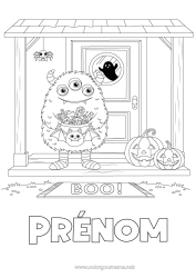 Dessin gratuit Monstre Citrouille Un bonbon ou un sort ? Halloween Jack O'Lantern Porte