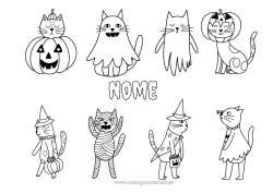 Desenho grátis Fantasia Múmia Gato Halloween Animal Cães e gatos