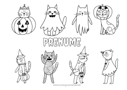 Pagină de colorat personalizată Costum de carnaval Mumie Pisică Halloween Câini și pisici