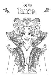 Kolorowanka za darmo Wampir Halloween Dziewczyna Zentangle Kobieta