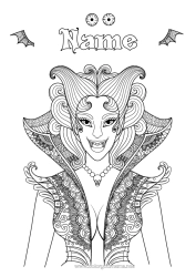 Coloring to customize Vampire Halloween Girl Zentangle Woman