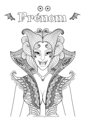 Coloriage gratuit Vampire Halloween Fille Zentangle Femme