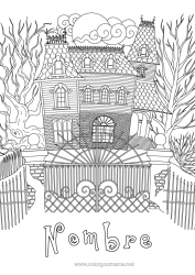 Colorear gratis Halloween Casa Zentangle Manor embrujado
