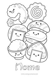 Desenho para personalizar Kawaii Sushis