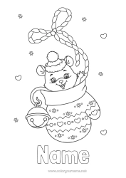 Free colouring Winter Mouse Animal Mitten Forest animals